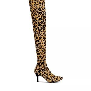 INC fabric leopard pointed toe Sz 6 boots 💕